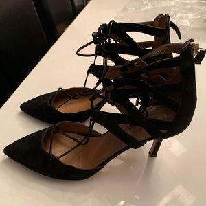 Aquazzura Women's Belgravia Suede Lace Up Pumps